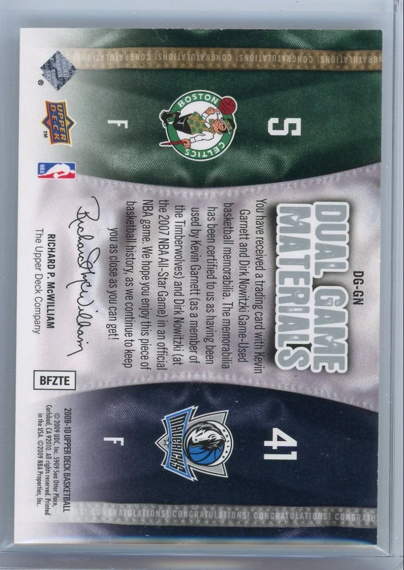 Kevin Garnett & Dirk Nowitzki 2009 Upper Deck Dual Game Materials