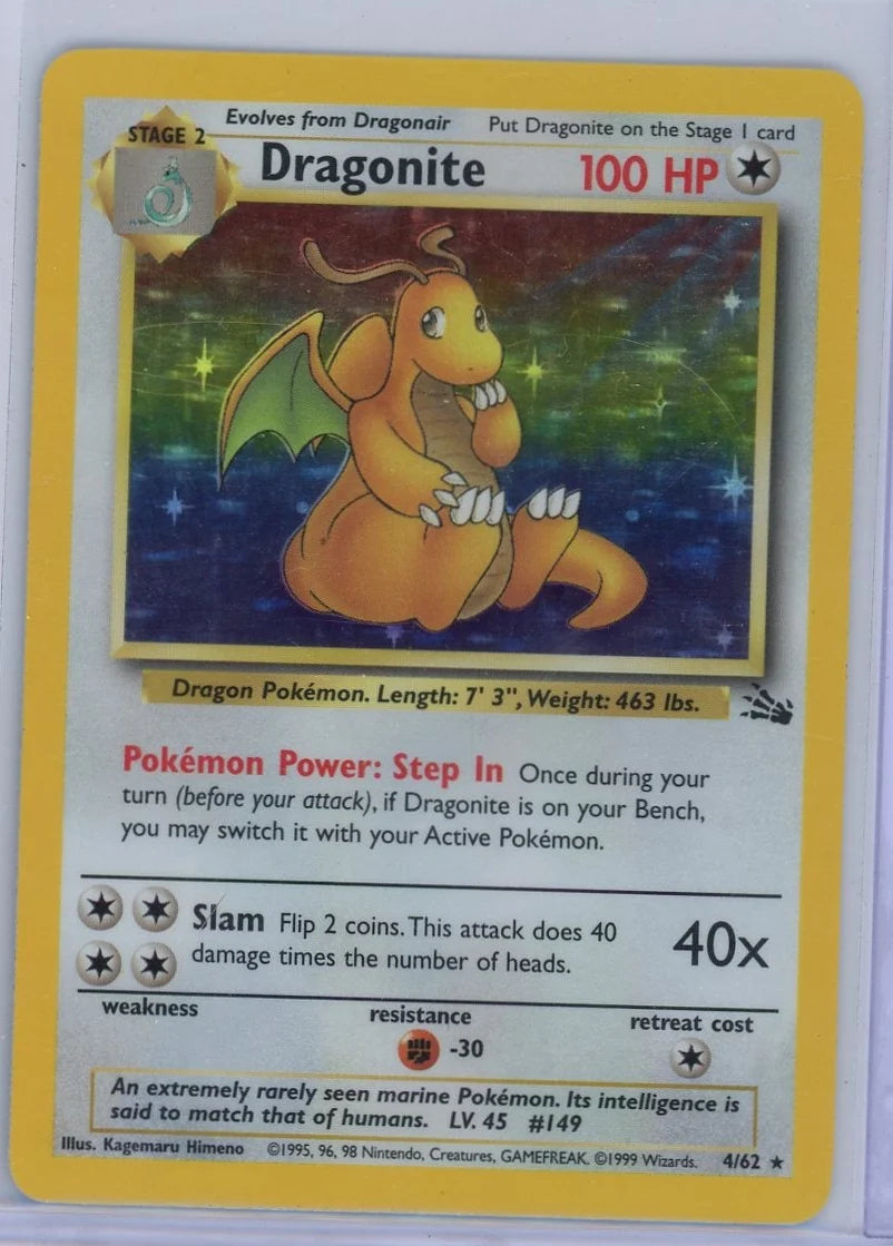 Dragonite Pokémon Fossil Unlimited Holo #4/62 HP
