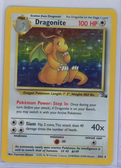 Dragonite Pokémon Fossil Unlimited Holo #4/62 HP