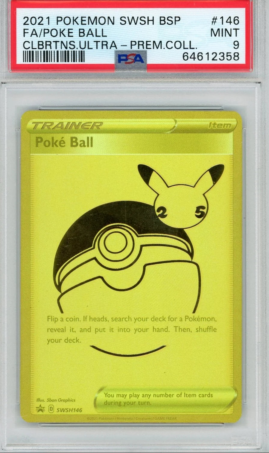 Poké Ball SWSH 146 Gold Black Star UPC Promo PSA 9