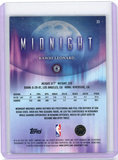 Kawhu Leonard 2025 Topps Midnight #'d 123/149