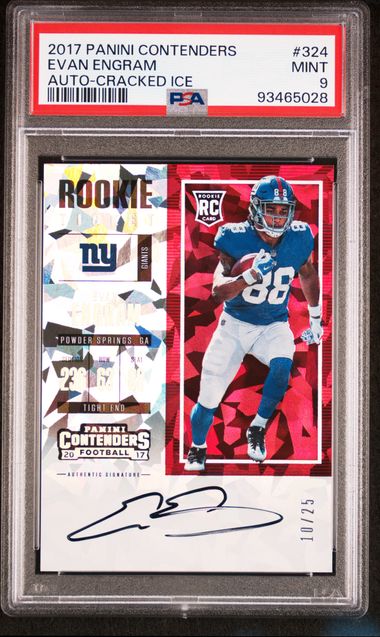 Evan Engram 2017 Panini Contenders cracked ice autograph rookie card #'d 10/25 PSA 9