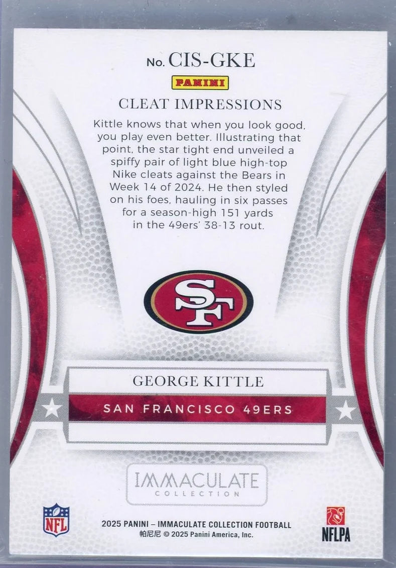 George Kittle 2025 Panini Immaculate Cleat Impressions #'d 12/22