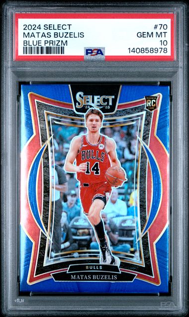 Matas Buzelis 2024 Panini Select Concourse Blue Prizm RC PSA 10