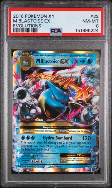 M Blastoise ex 2016 Pokémon Evolutions #22/108 PSA 8