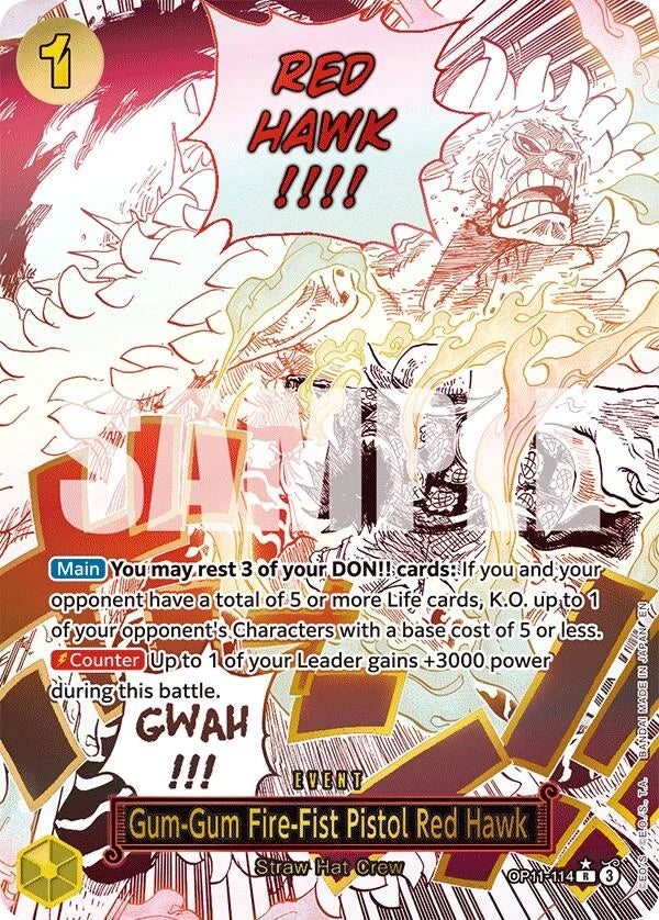 Gum-Gum Fire-Fist Pistol Red Hawk (Alternate Art) (OP11-114) (A Fist of Divine Speed) (OP11)