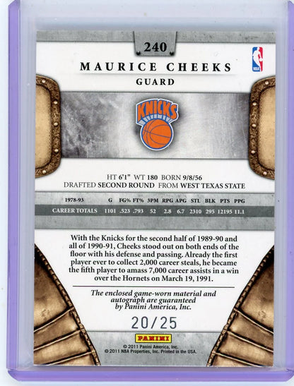 Maurice Cheeks 2011 Panini Crown Royale Prime Silhouettes Auto Jersey Relic #'d 20/25