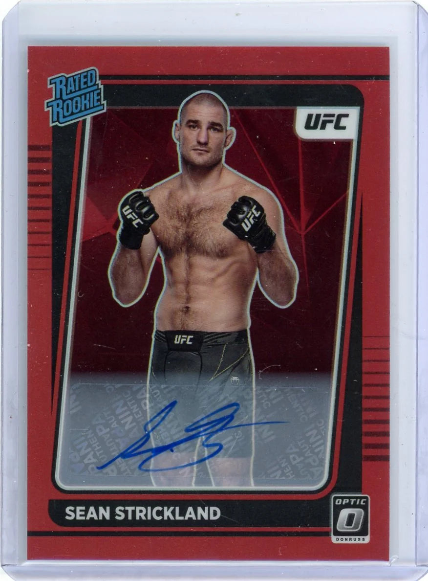 Sean Strickland 2022 Panini Optic Rated Rookie Autograph Red Prizm #'d 47/99