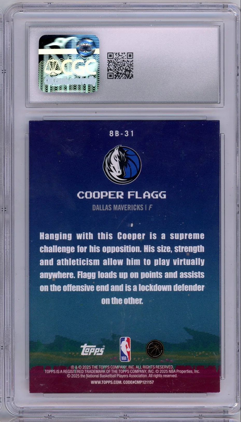 Cooper Flagg 2025-26 Topps 8-Bit Ballers RC CGC 8