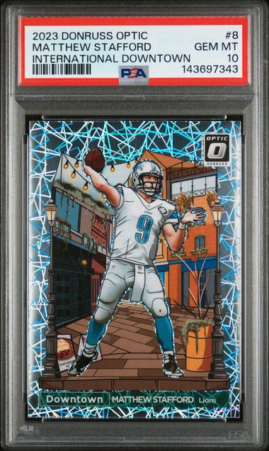 Matthew Stafford 2023 Panini Donruss Optic Downtown International PSA 10