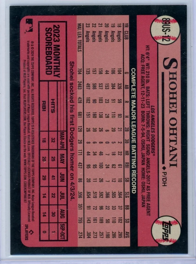 Shohei Ohtani 2024 Topps Update 1989 Blue Border