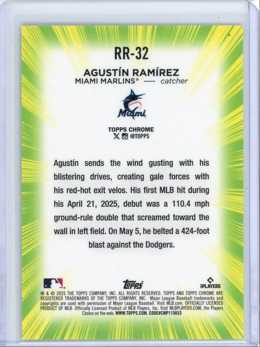 Agustin Ramirez 2025 Topps Chrome Update Radiating Rookies SP rookie card