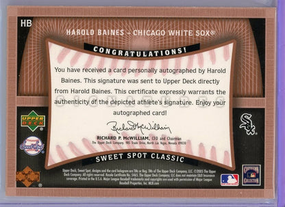 Harold Baines 2005 Upper Deck Sweet Spot Classic Signatures