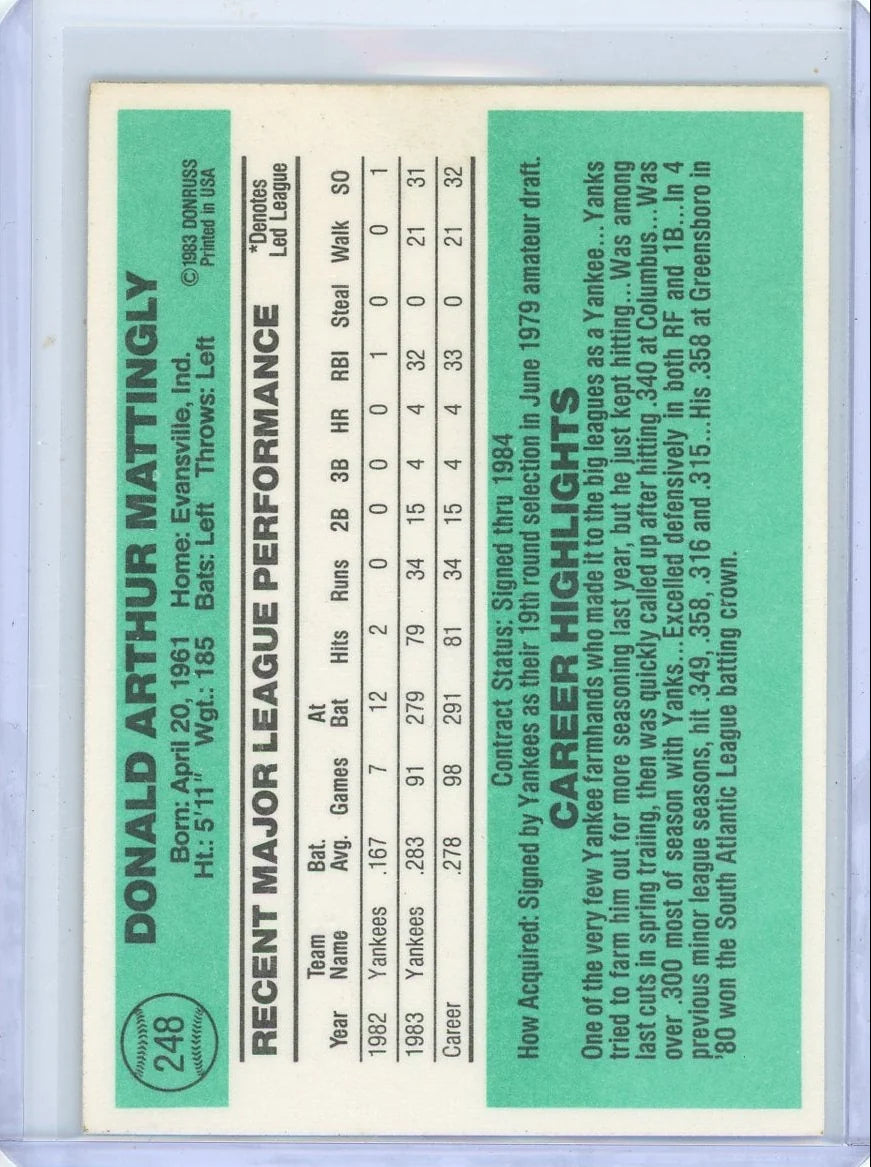 Don Mattingly 1984 Donruss RC #248