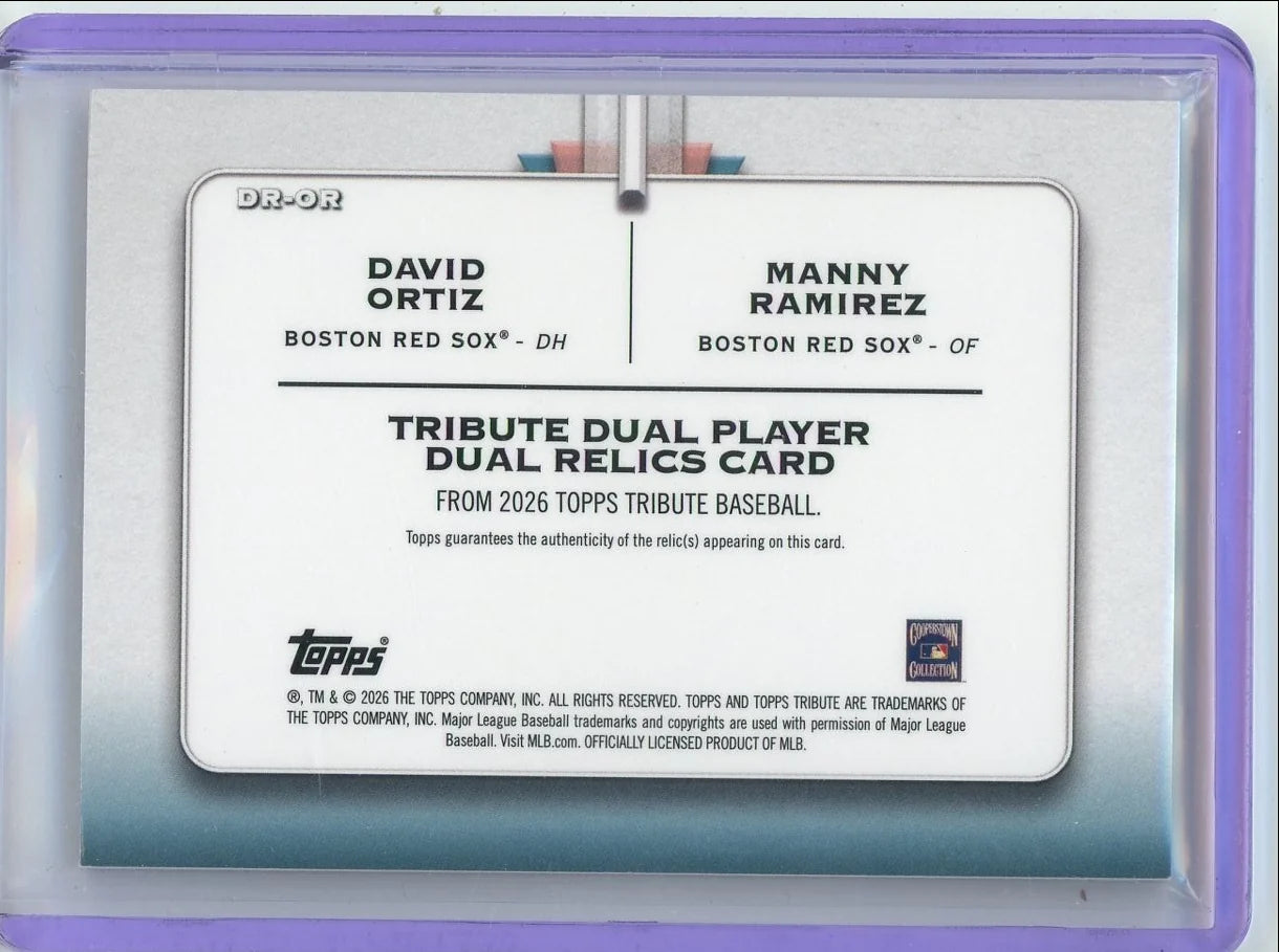 David Ortiz Manny Ramirez 2026 Topps Tribute Dual Relic #'d 74/199