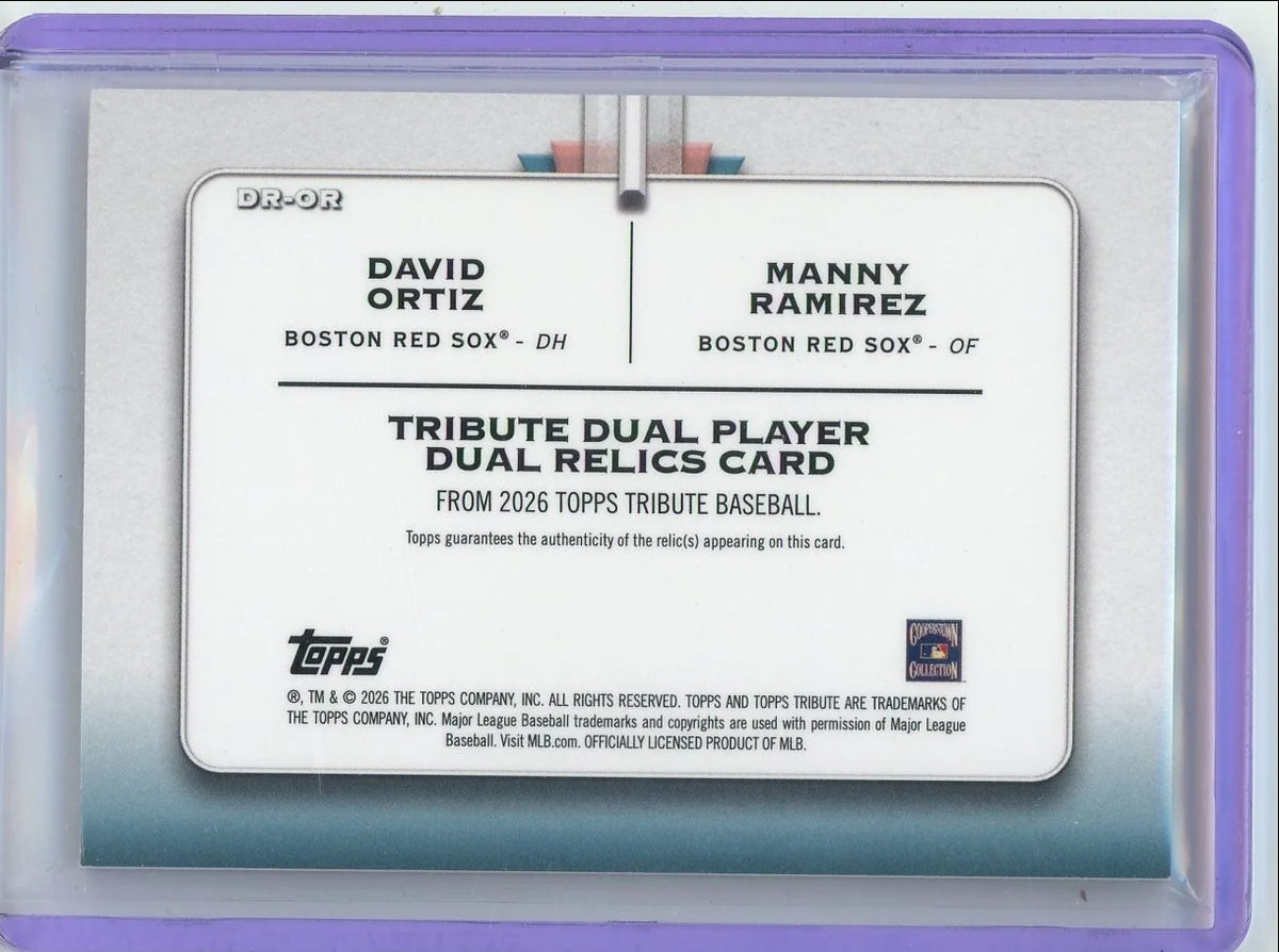 David Ortiz Manny Ramirez 2026 Topps Tribute Dual Relic #'d 74/199