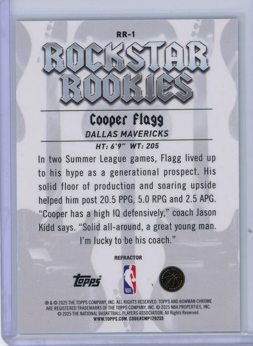 Cooper Flagg 2025 Bowman Chrome Rockstar Rookies Refractor