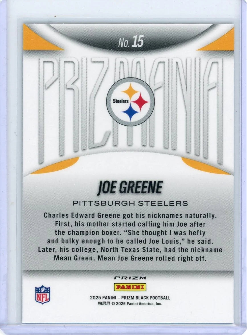 Joe Greene 2025 Panini Prizm Prizmania SSP Case Hit