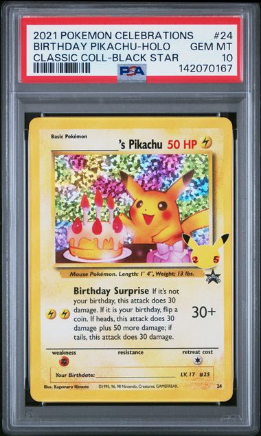 Pikachu Pokémon Celebrations Birthday Black Star Promo #24 PSA 10