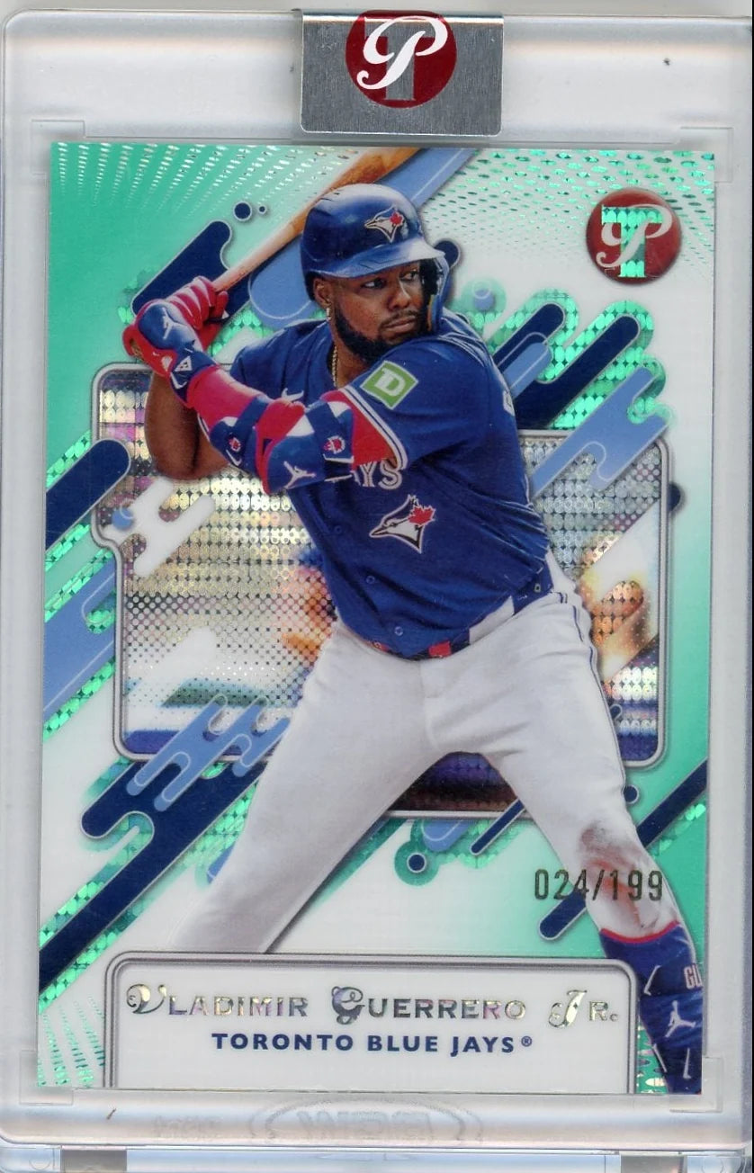 Vladimir Guerrero Jr 2025 Topps Pristine Aqua Error (Lawrence Butler Back) #'d 24/199