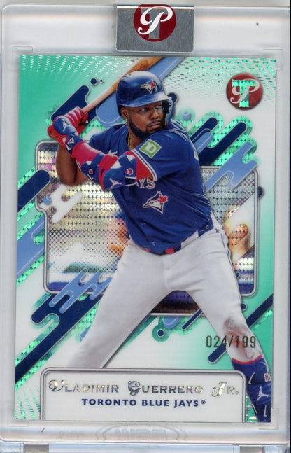 Vladimir Guerrero Jr 2025 Topps Pristine Aqua Error (Lawrence Butler Back) #'d 24/199
