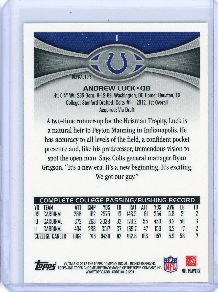 Andrew Luck 2012 Topps Chrome Refractor RC