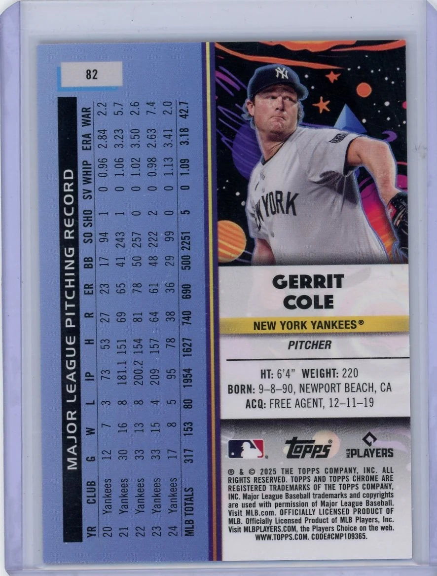 Gerrit Cole Topps Cosmic Chrome 2025 Red Flare Refractor #'d 1/5