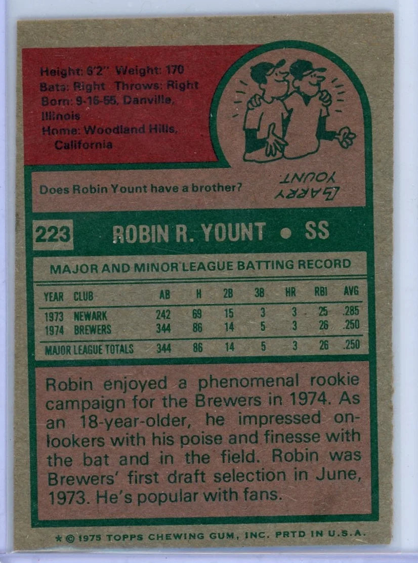 Robin Yount 1975 Topps Rookie Card #223