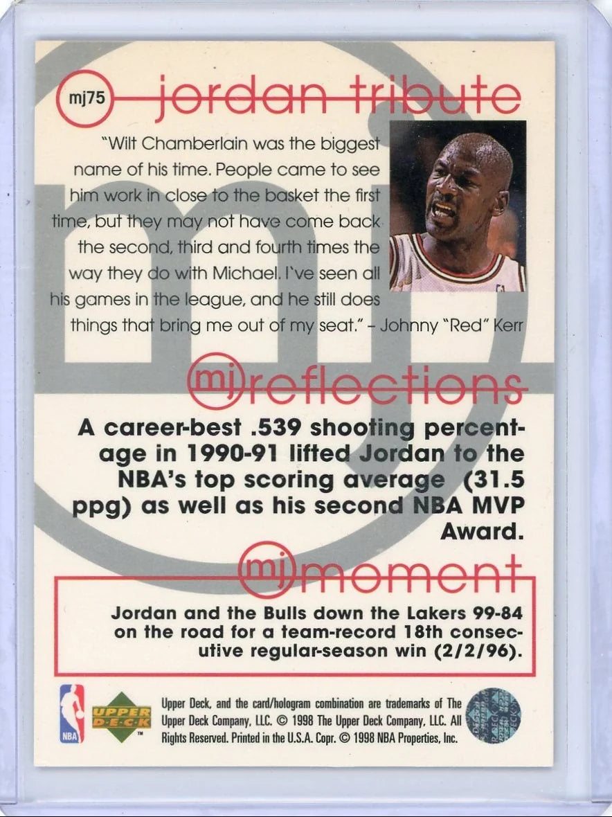 Michael Jordan 1998 Upper Deck MJ Reflections Jordan Tribute #MJ75