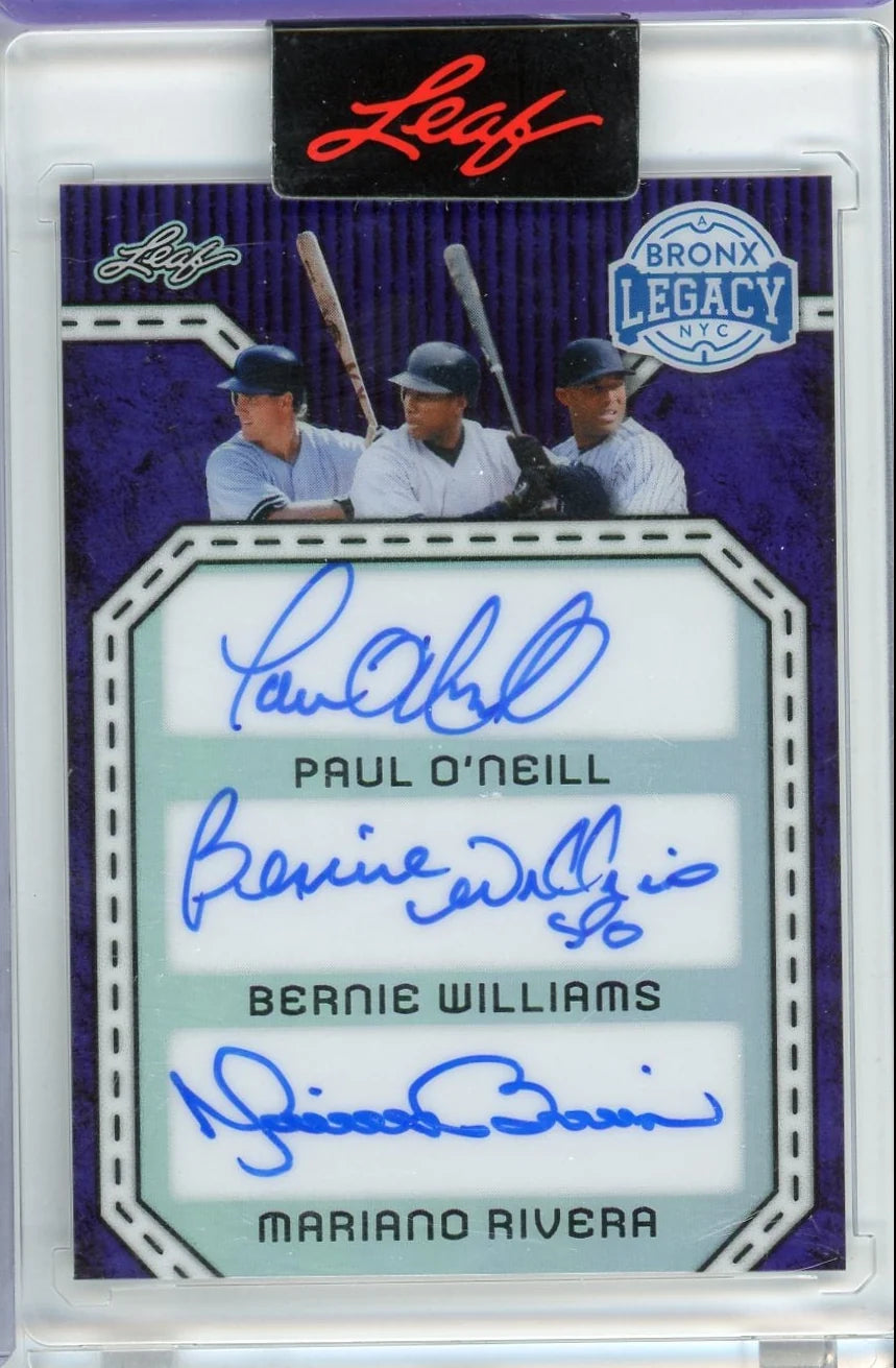 P. O'Neil,  B. Williams, M. Rivera 2025 Leaf Bronx Legacy Autograph #'d 5/6