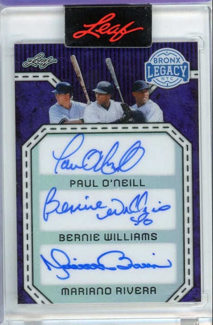 P. O'Neil,  B. Williams, M. Rivera 2025 Leaf Bronx Legacy Autograph #'d 5/6