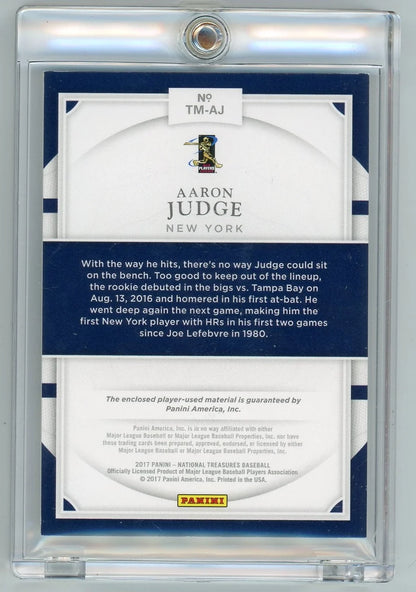 Aaron Judge 2017 Panini National Treasures Treasure Materials Button #'d 5/6