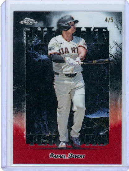 Rafael Devers 2025 Topps Chrome Night Terrors Red Refractor #'d 4/5
