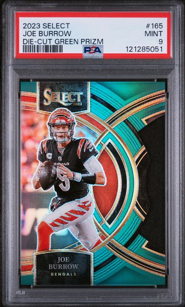 Joe Burrow 2023 Select Die-Cut Green Prizm #'d 1/5 PSA 9