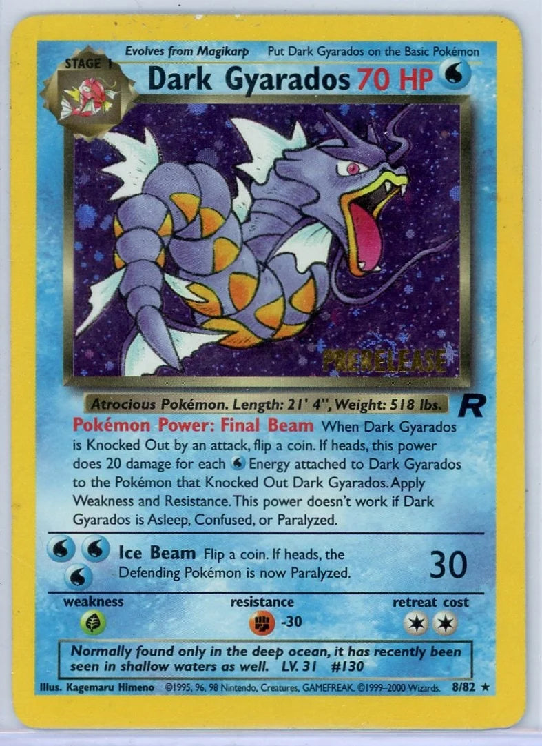 Dark Gyarados 2000 Pokemon Team Rocket Prerelease #8/82 HP/DMG