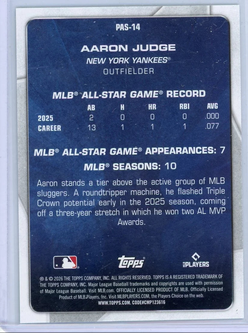 Aaron Judge 2026 Topps Series 1 Perennial All-Stars green #'d 43/99
