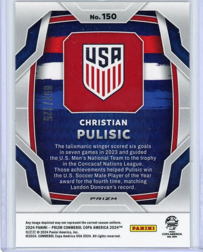 Christian Pulisic Panini Prizm Copa America Red Pulsar #'d 052/125