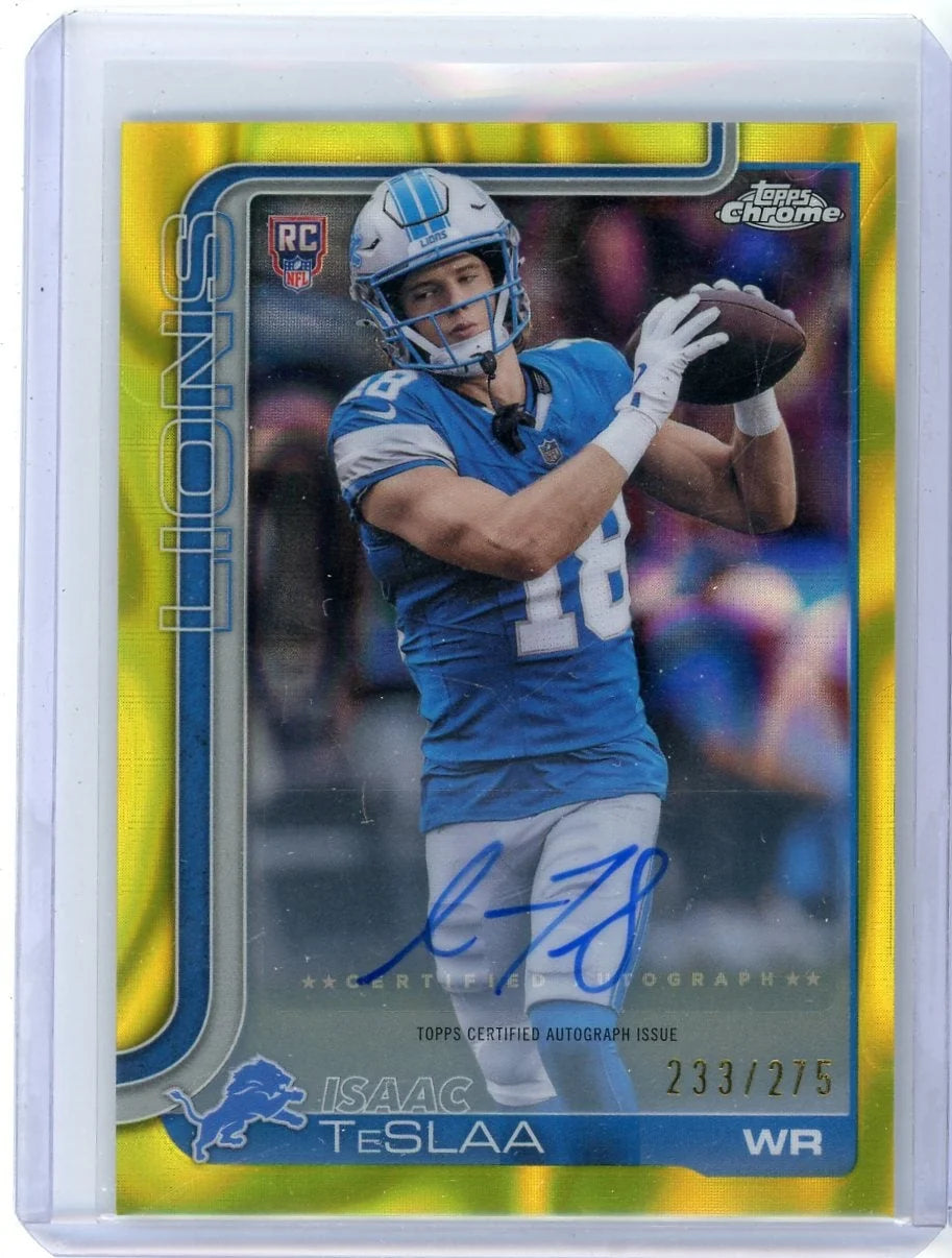Isaac TeSlaa 2025 Topps Chrome autograph yellow lava ref. RC #'d 233/275