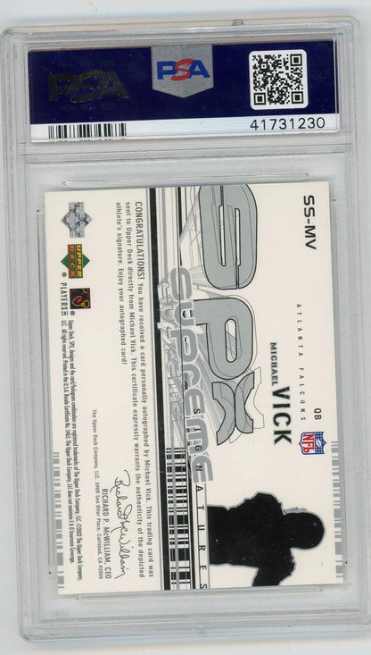 Michael Vick 2002 Upper Deck SPx Supreme Signatures PSA 9
