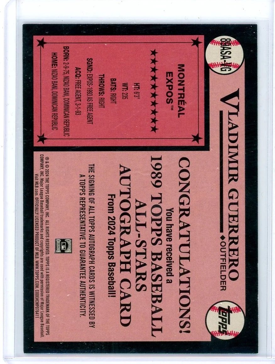 Vladimir Guerrero 2024 Topps Update 1989 All-Stars Black Auto #'d 39/50