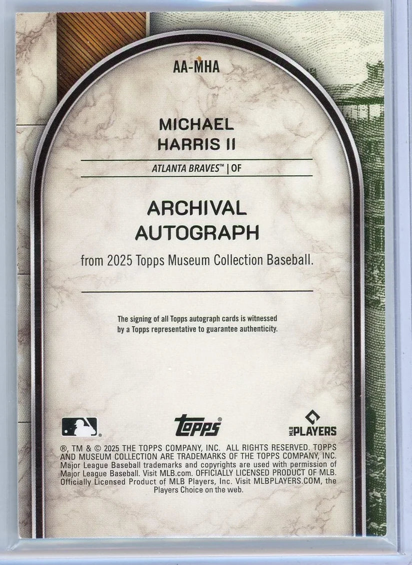 Michael Harris 2025 Topps Museum Collection Autograph #'d 34/99