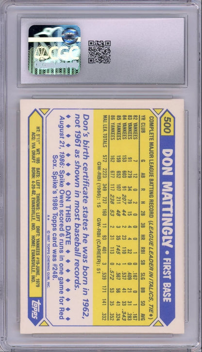 Don Mattingly 1987 Topps Tiffany CGC 8.5