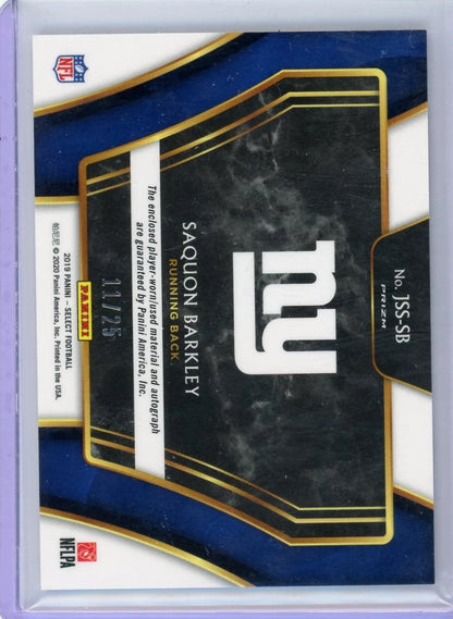 Saquon Barkley 2019 Panini Select Patch Autograph Silver #'d 11/25