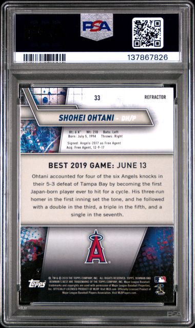 Shohei Ohtani 2019 Bowmans Best Refractor PSA 10