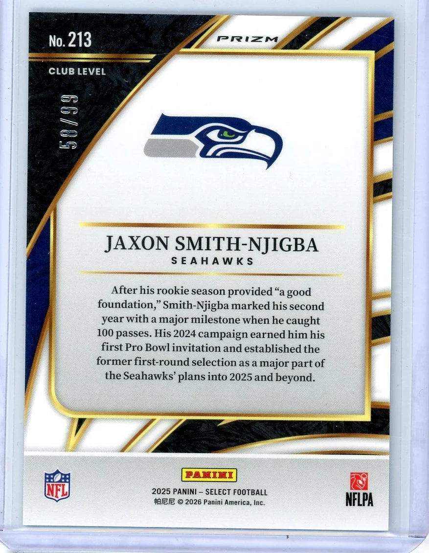 Jaxon Smith-Njigba 2025 Panini Select Club Level Blue Prizm #'d 58/99