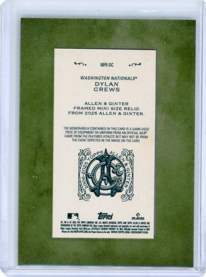 Dylan Crews 2025 Topps Allen & Ginter Framed Game-Used Jersey Mini