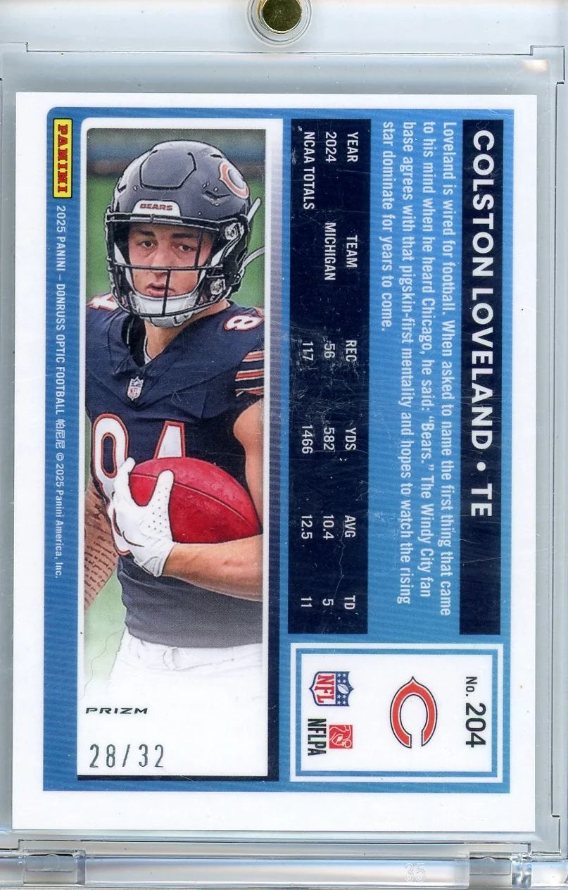 Colston Loveland 2025 Panini Donruss Optic Team Logo Rated Rookie #'d 28/32