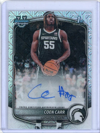 Coen Carr 2025-26 1st Bowman Chrome Mojo autograph
