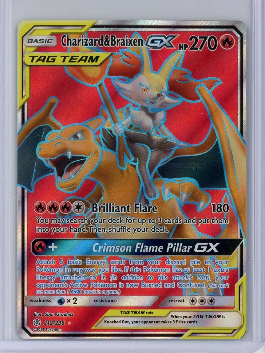 Charizard & Braixen GX Pokémon Cosmic Eclipse Tag Team Full Art #212/236