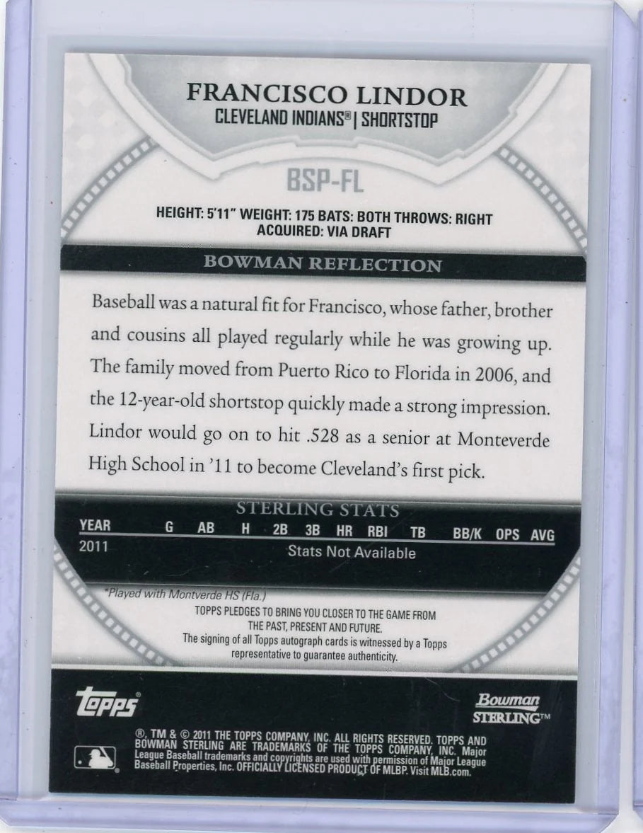 Francisco Lindor 2011 Bowman Sterling Prospects Autographs